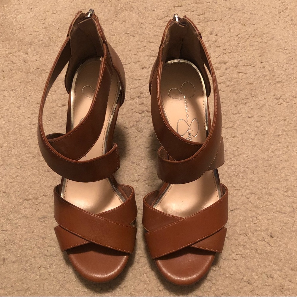 EUC Jessica Simpson Brown Wedges 6.5